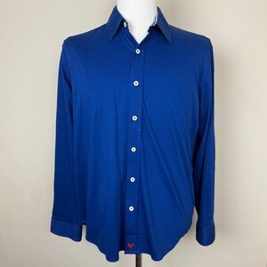 Buttercloth Shirt Mens Large Blue Button Up Long Sleeve Regular Flip Cuff